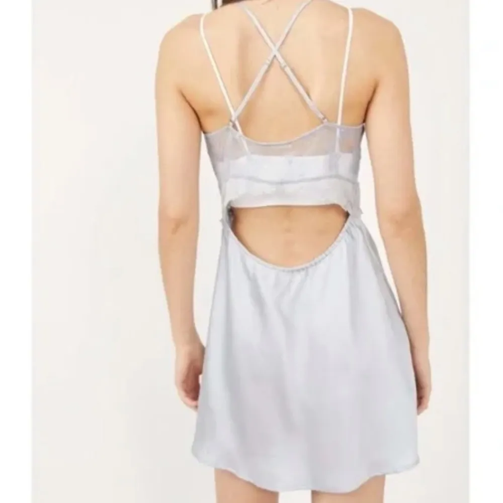 Free People Ready Now Cross Back Lace Mini Slip Dress - Image 3