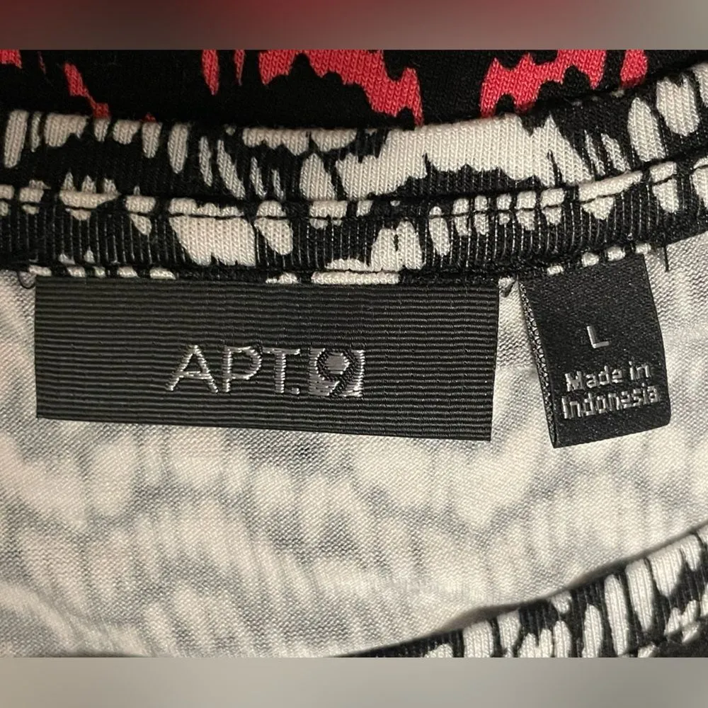 APT. 9 Short Sleeve Scoop Neck T-Shirt Dress Black & Red Women’s Size Large - Image 5