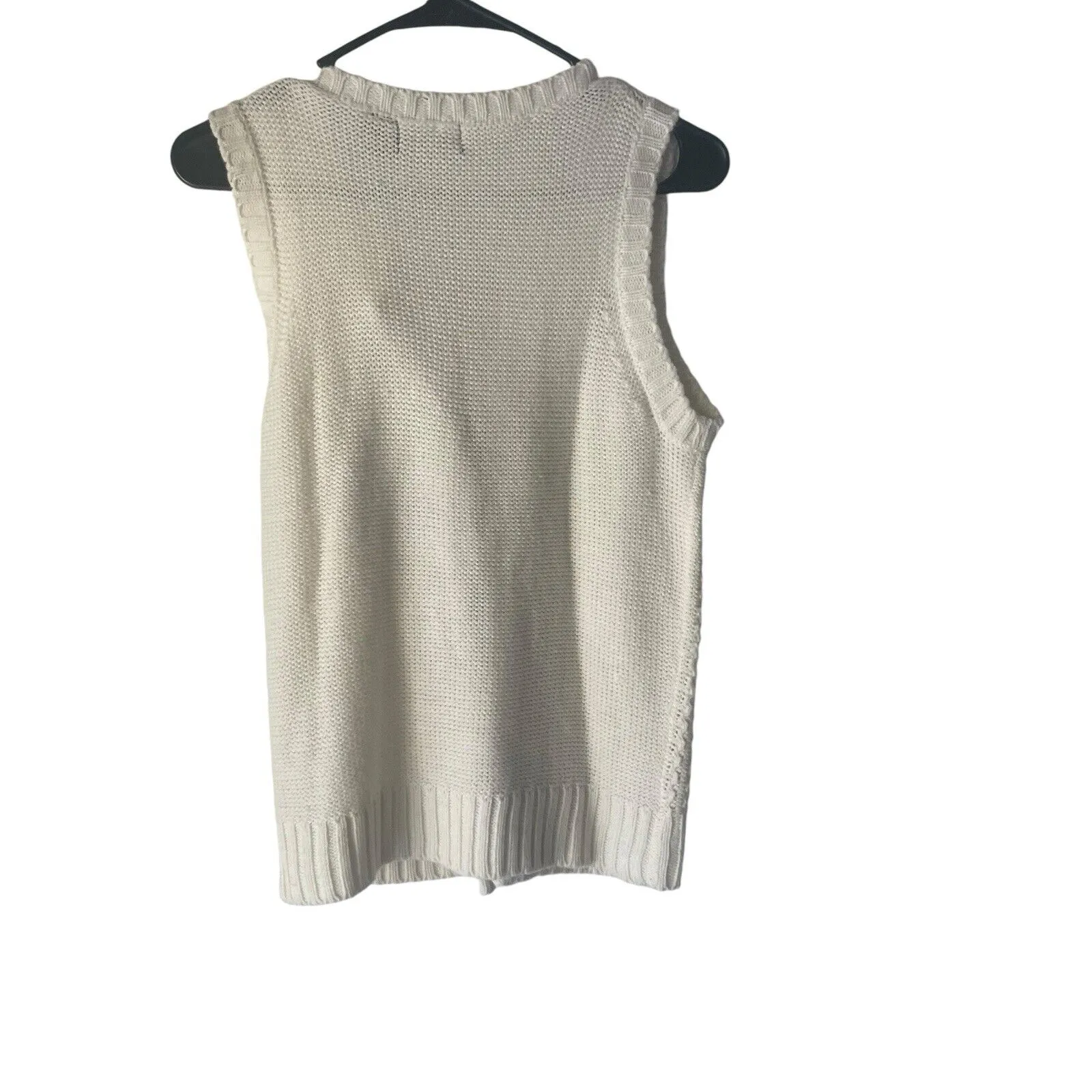 Yarn Art Size Small Ivory Cable Knit Fisherman Toggle Buttons Sweater Vest White - Image 4