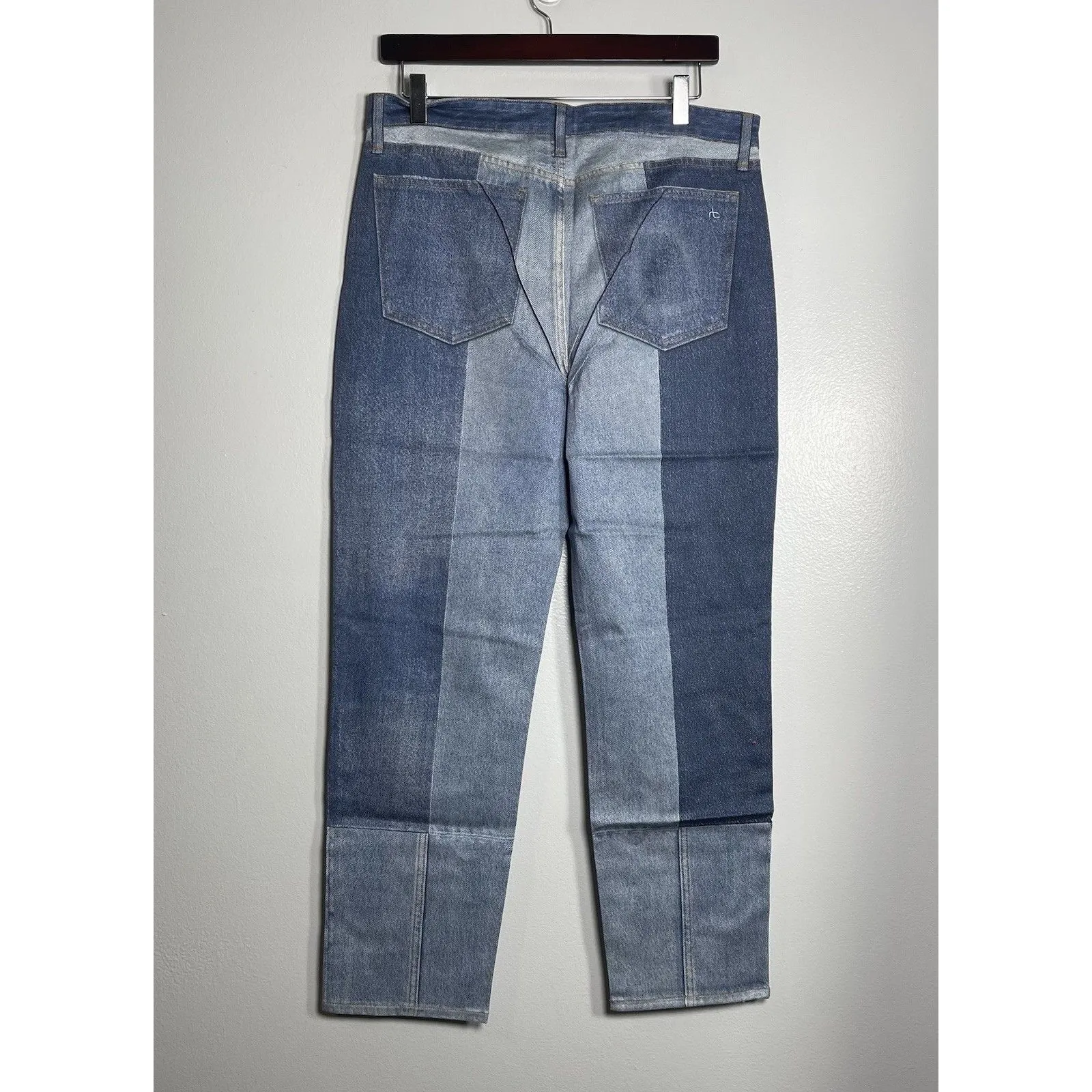 RAG & BONE Stretch Miramar Nina Cigarette Jeans Size 30 Byron Patchwork Blue NEW - Image 4