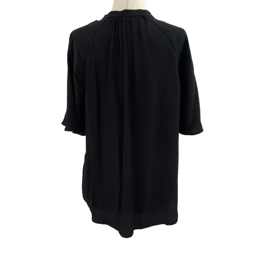 Banana Republic Black Flutter Sleeve Button Front Women Top Size Medium | 46-33 - Image 2