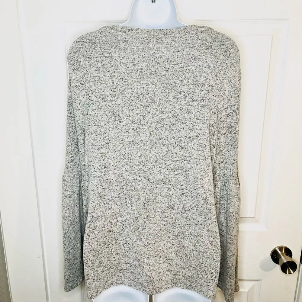 Philosophy Bell Sleeve Sweater Marled Heather Grey S - Image 5