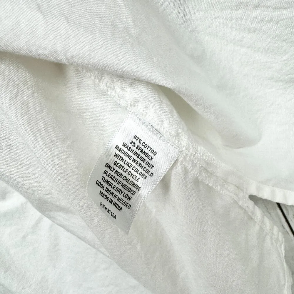 Crown & Ivy Shirt Women Size L Button Down Long Sleeve White Cotton Collar Top - Image 3