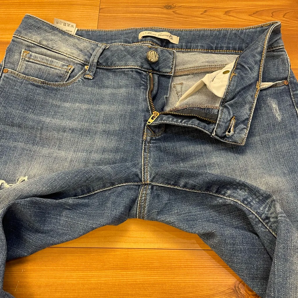 Mavi Jeans Emma Slim Boyfriend Low Rise Dark Wash Blue Denim Distressed size 28 - Image 7