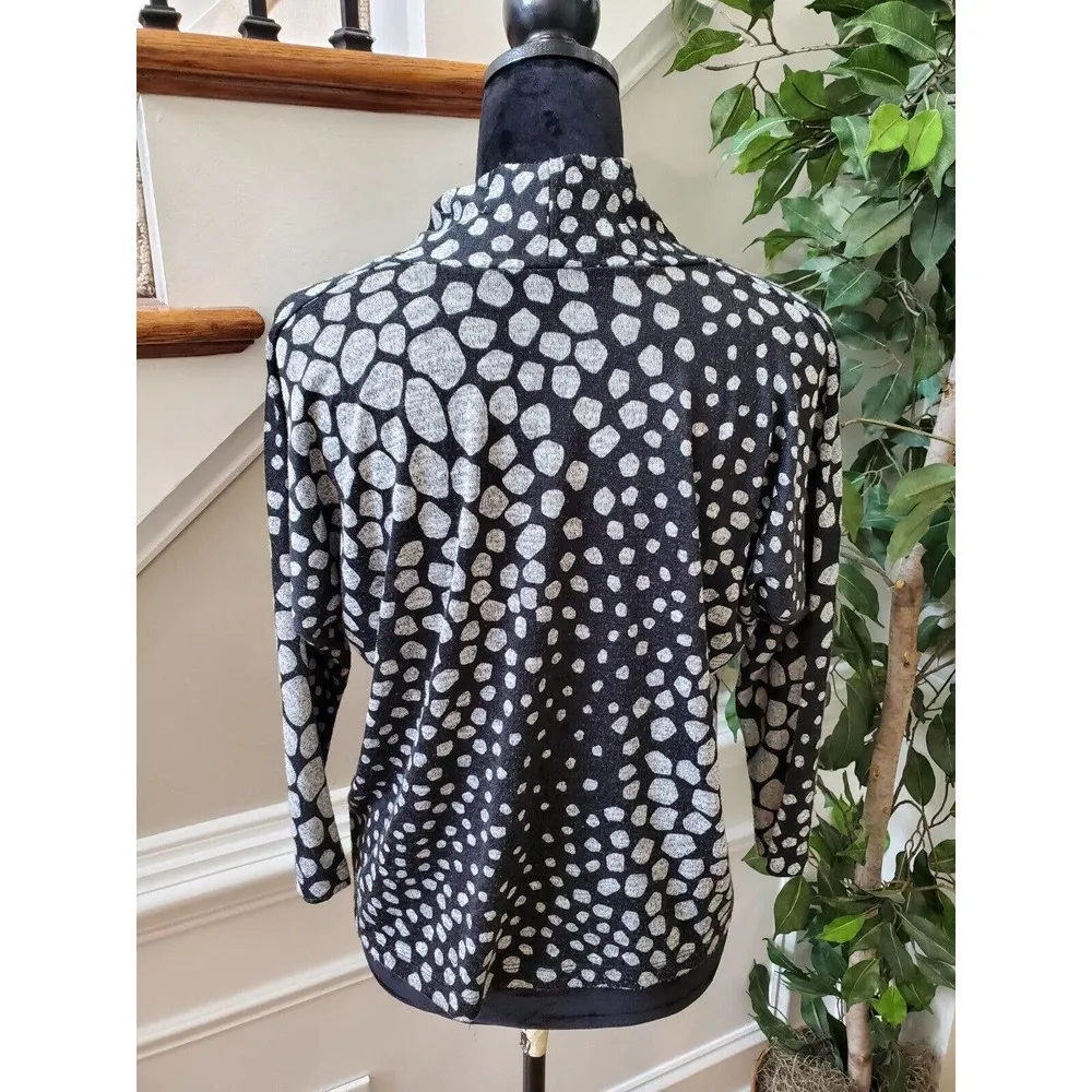 Inside Out Women's Black & White Polyester Long Sleeve Full Zip Front Sweater S - Image 7