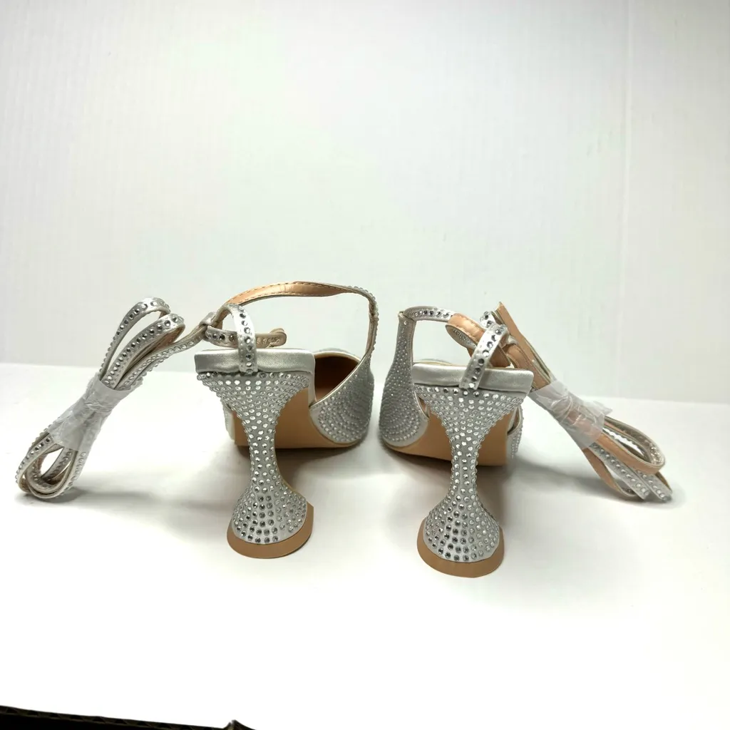 Lulus Kayka White‎ Rhinestone Lace-Up Pointed-Toe Pumps - Image 5