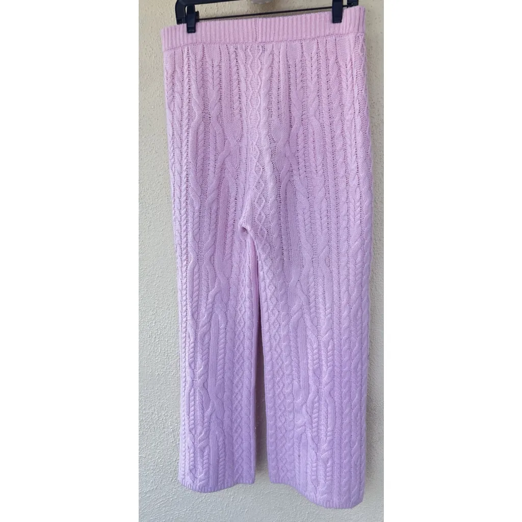 Something Navy Rosie Cable Knit Wool/Cashmere Pants Light Pink Women’s Large - Image 4