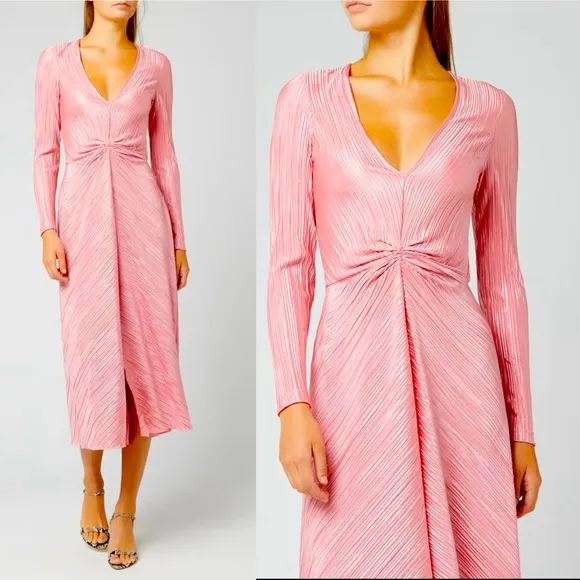 NWOT Rotate Birger Christensen Number 7 Pleat Dress In Bridal Rose Size Small Pink - Image 2
