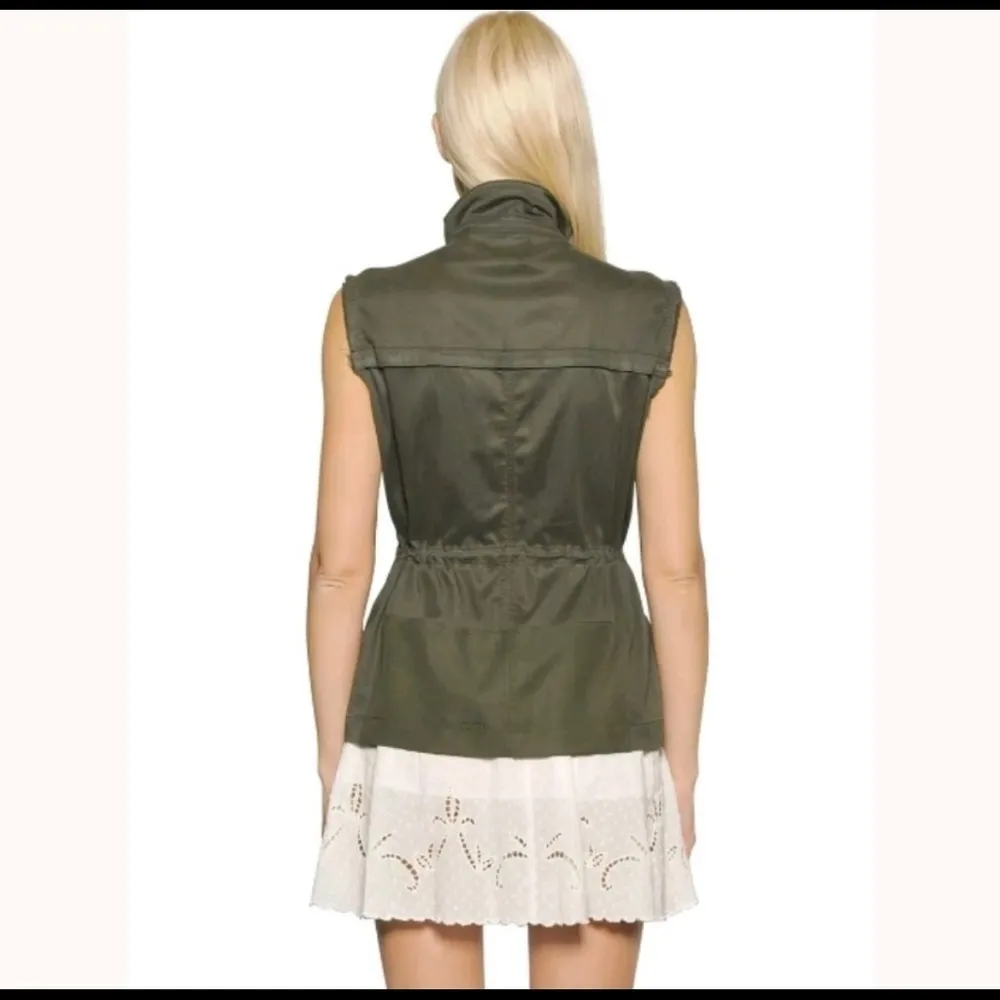 The Kooples - Olive Drab Green Stretch Tencel Field Vest - XXS - Image 4