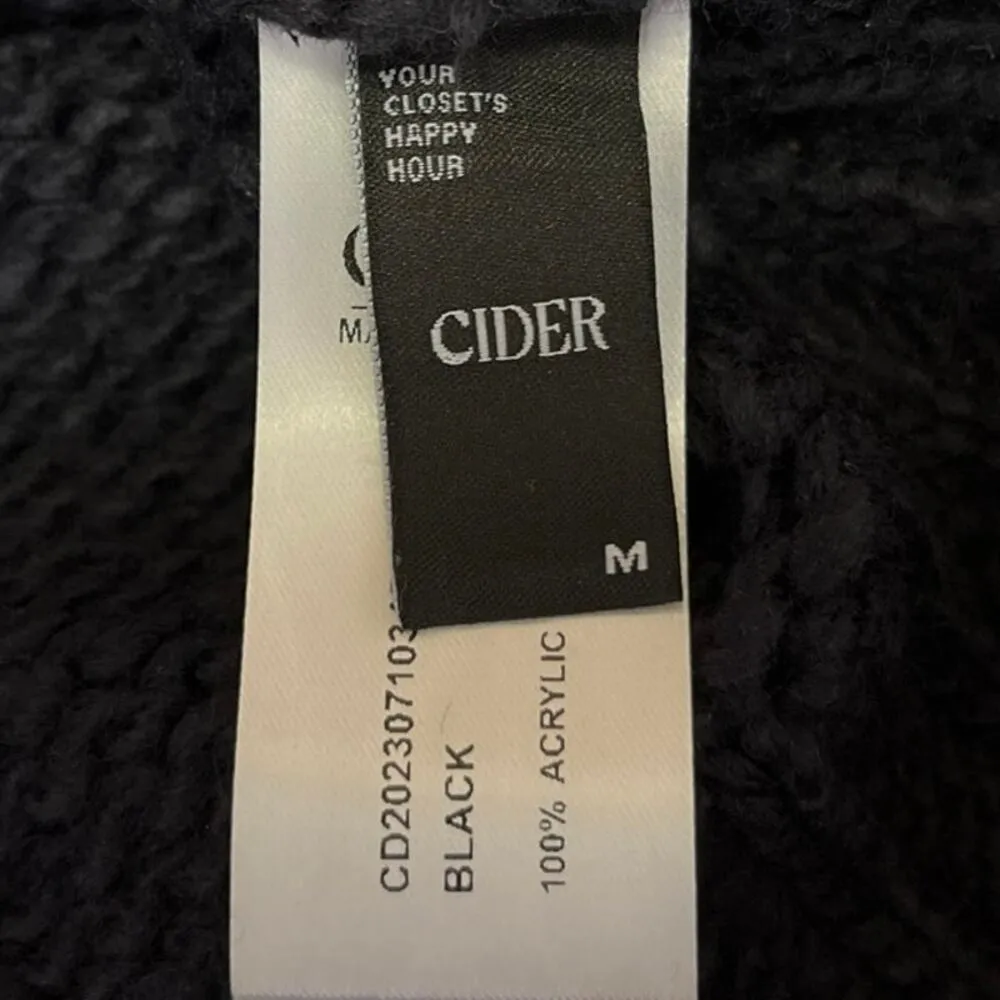 Cider Women's Blue Pom Poms Chunky Knit Long Sleeve Pullover Sweater Top Size M - Image 5