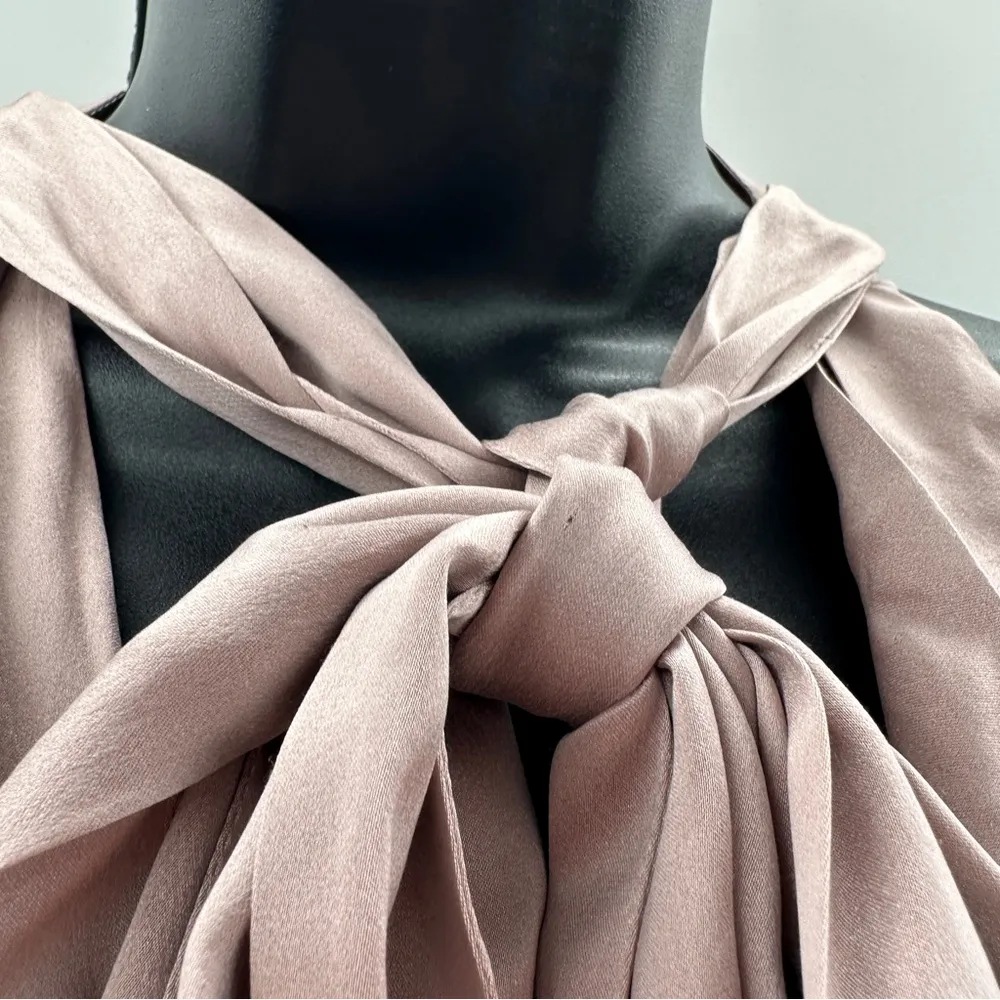 Zimmerman 100% Silk Sueded Billow Cold Shoulder Tie Asymmetrical Mini Dress Sz 6 - Image 11