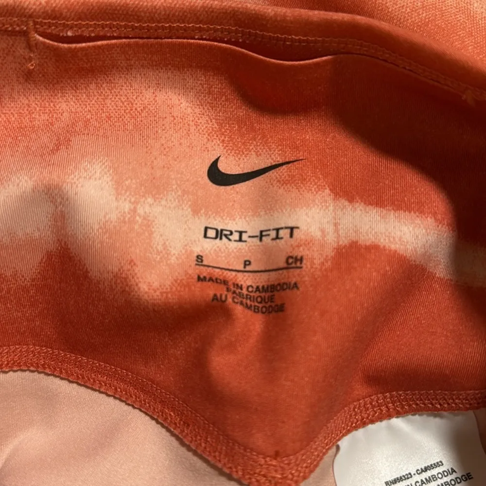 Nike Dri Fit Women's Orange Tie-Dye Shorts Athletic Workout Black Stripe Size S - Image 6