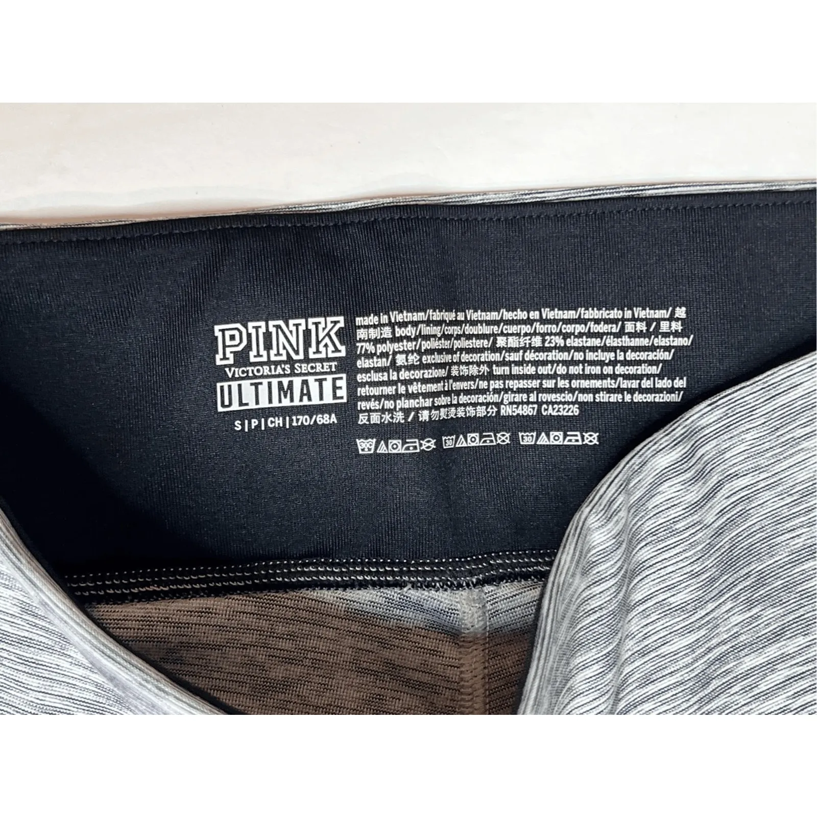 Pink Victoria's Secret Ultimate Lounging Casual Gym Black White Legging sz Small - Image 2