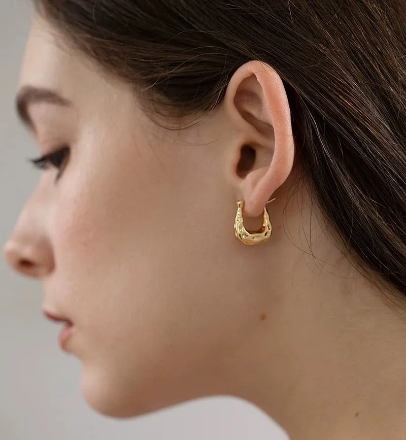 Statement Gold Hoop Earrings, Small Hoop Earrings, Oval Hoop Earrings - Image 4
