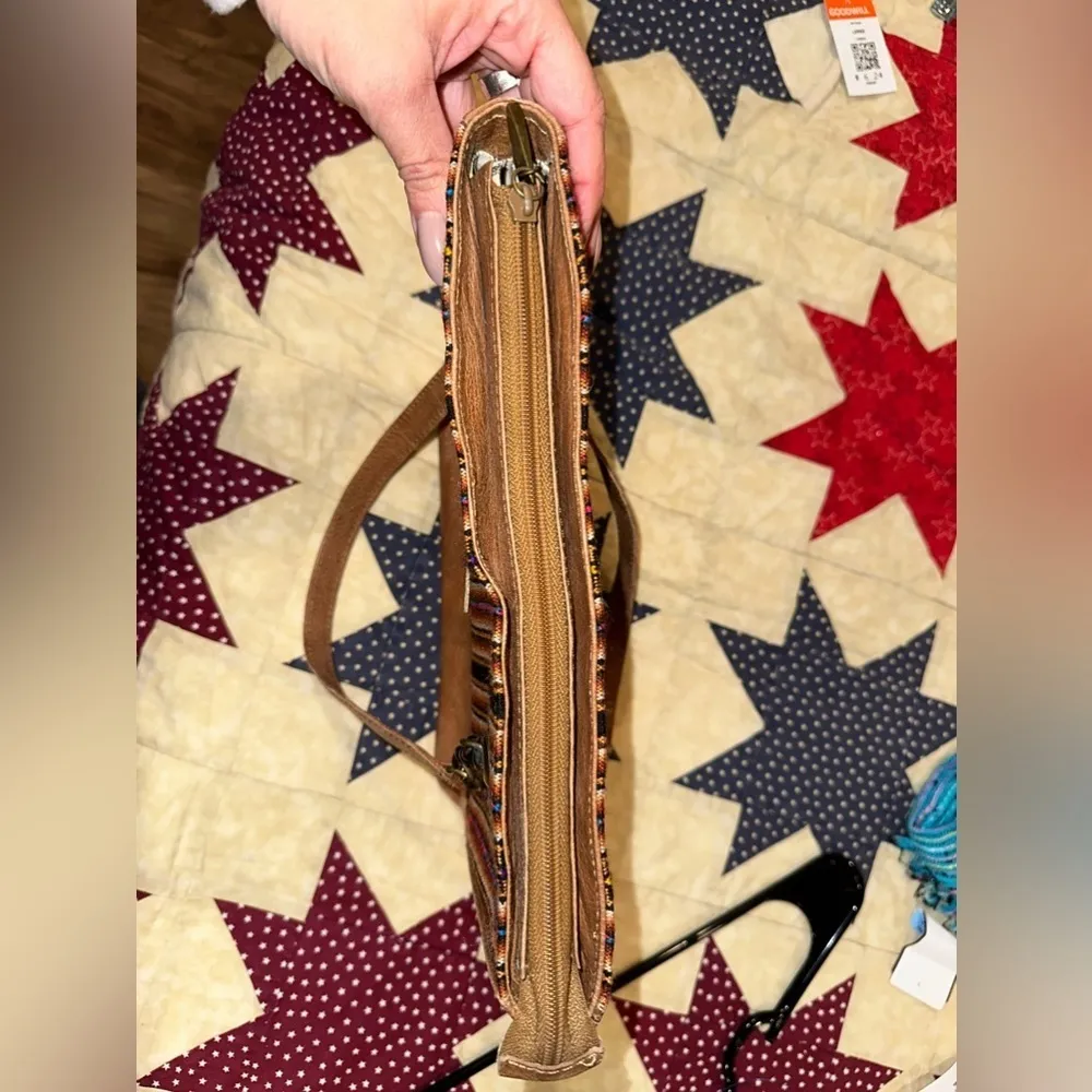 Runakay Peru Fabric Shoulder Bag EUC Tan - Image 6