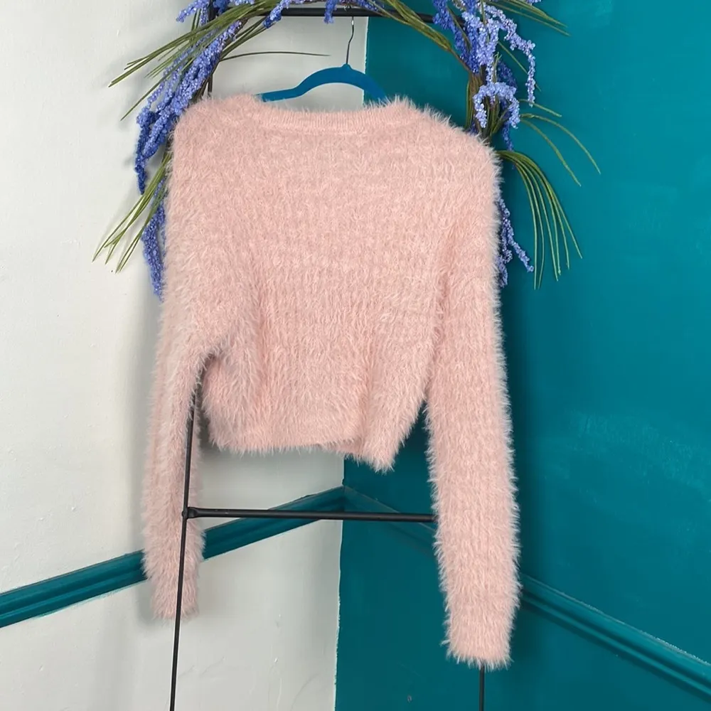 Sun+Moon pink cropped furry sweater - Image 5