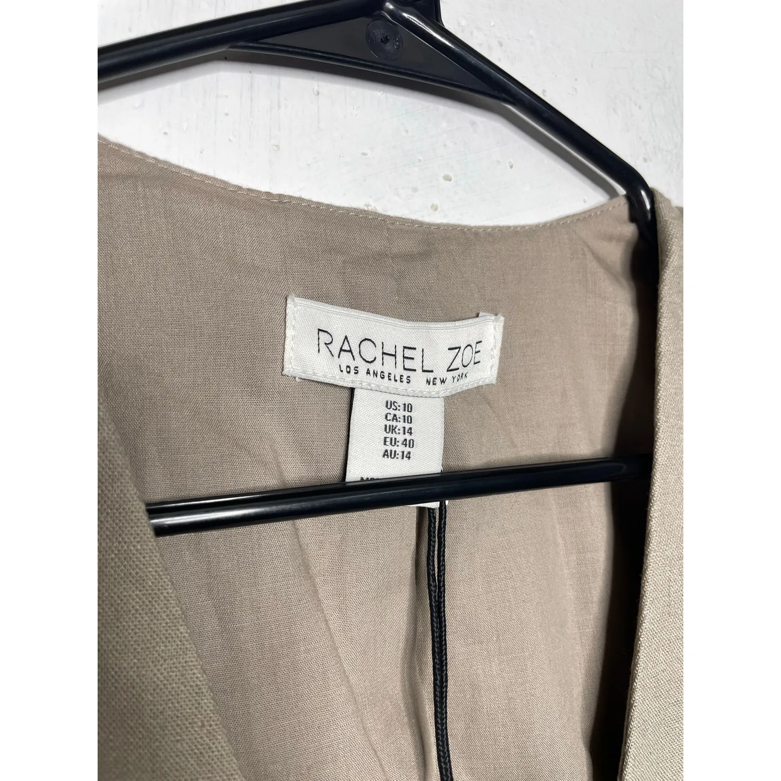 NEW Rachel Zoe Linen Front Tie Vest Tan Beige Beaded Ties Size 10 - Image 2