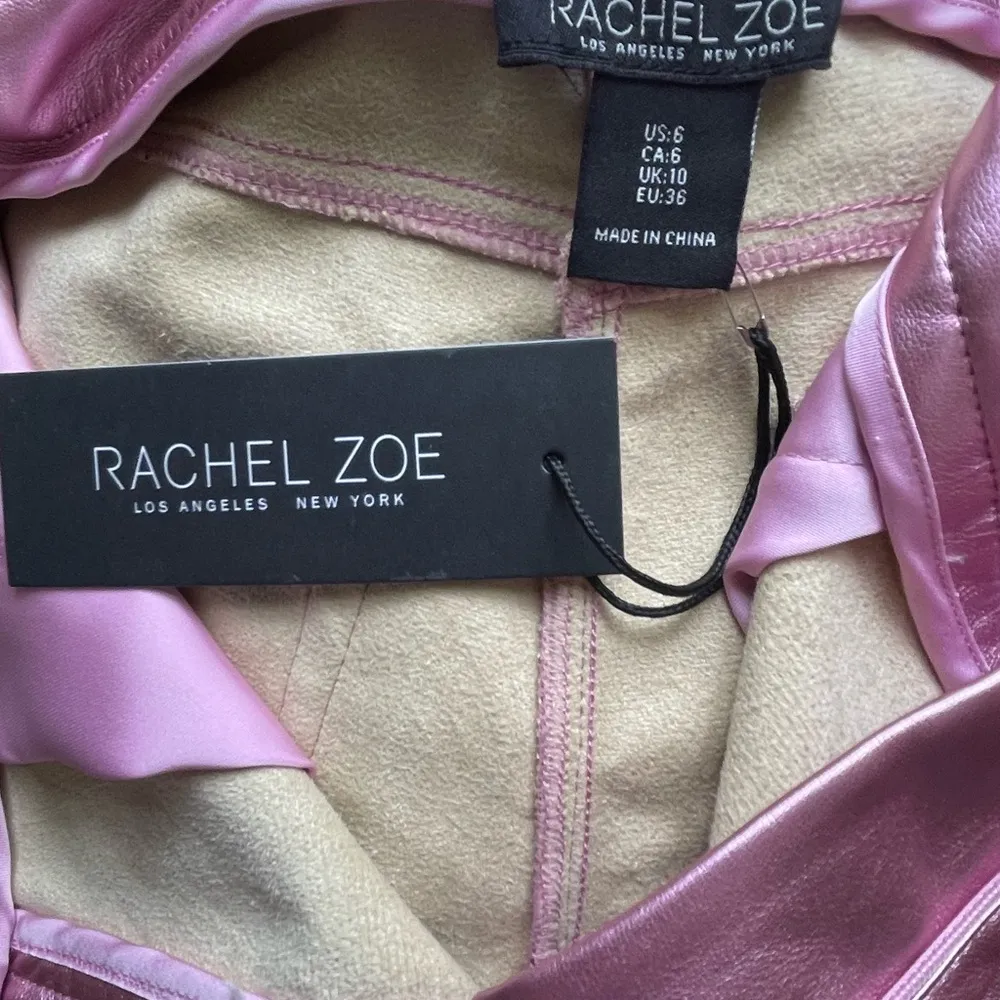 NWT Rachel Zoe pink metallic faux leather her pants size 6 - Image 7