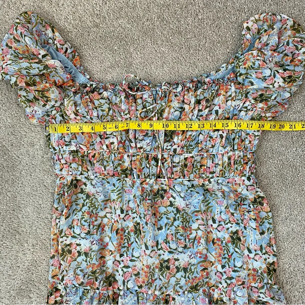 ASTR The Label Roseline Floral Maxi Dress Blue Pink XL - Image 10