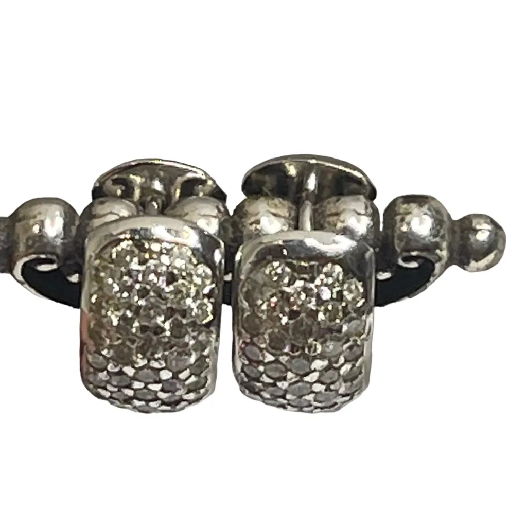 Pavé .8 CT Diamond Hinge Huggies Earrings 𖦹 14K White Gold 𖦹 Post Back Pierced Silver - Image 12