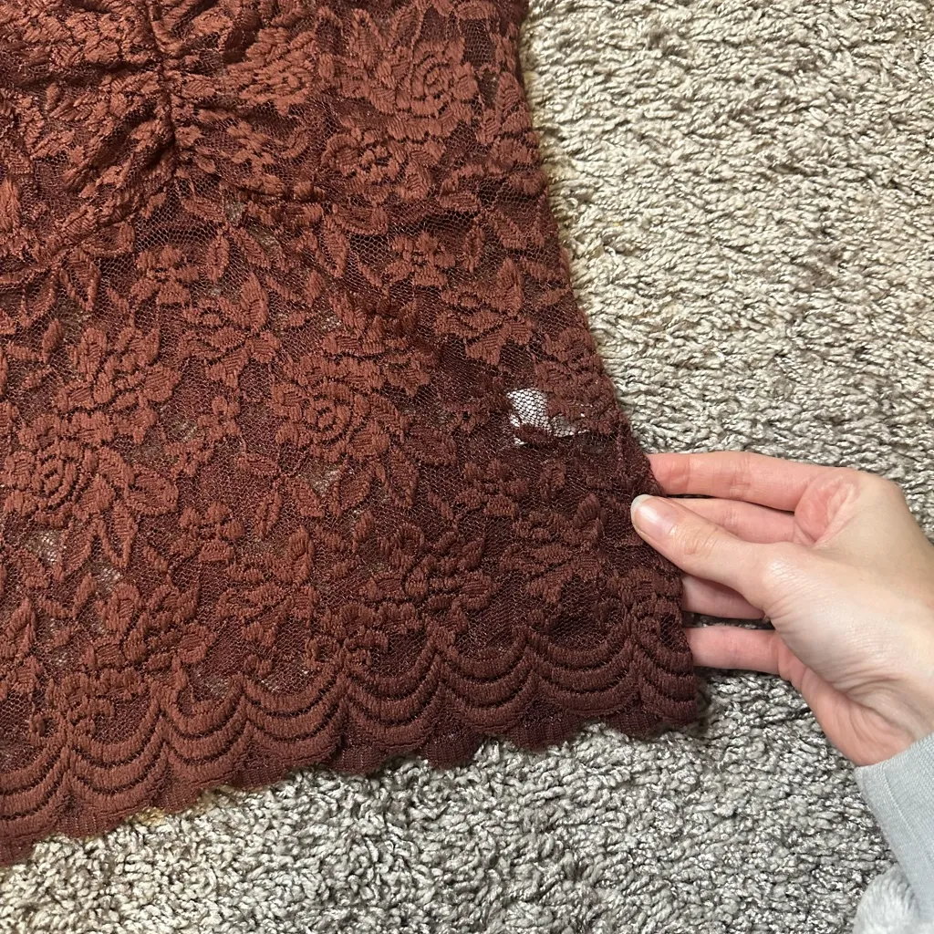 Dolls Kill Burgundy Lace Crop Top - Image 2