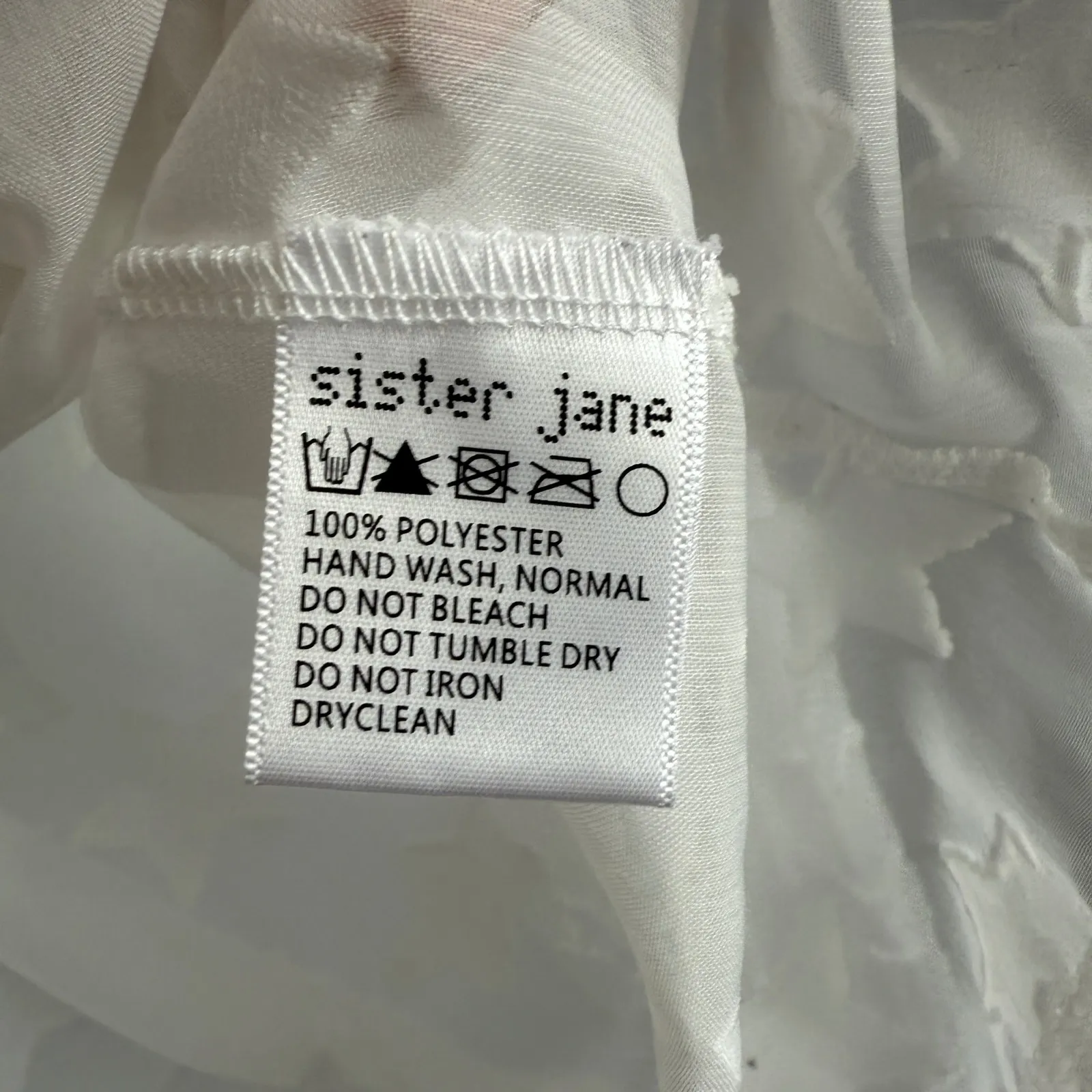 Sister Jane White Star Sheer Blouse Women's Top M Long Sleeve Button Down Office Size M - Image 7