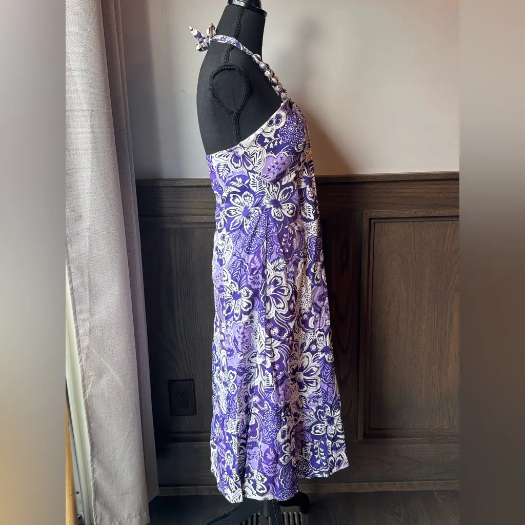 Dressbarn Purple and White Halter Floral Dress NWT 8 - Image 6