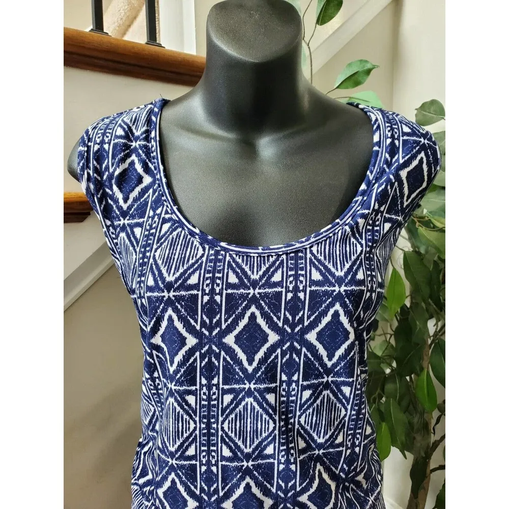 Magic Women Blue Polyester Round Neck Sleeveless Casual Long Maxi Dress Size XL - Image 5