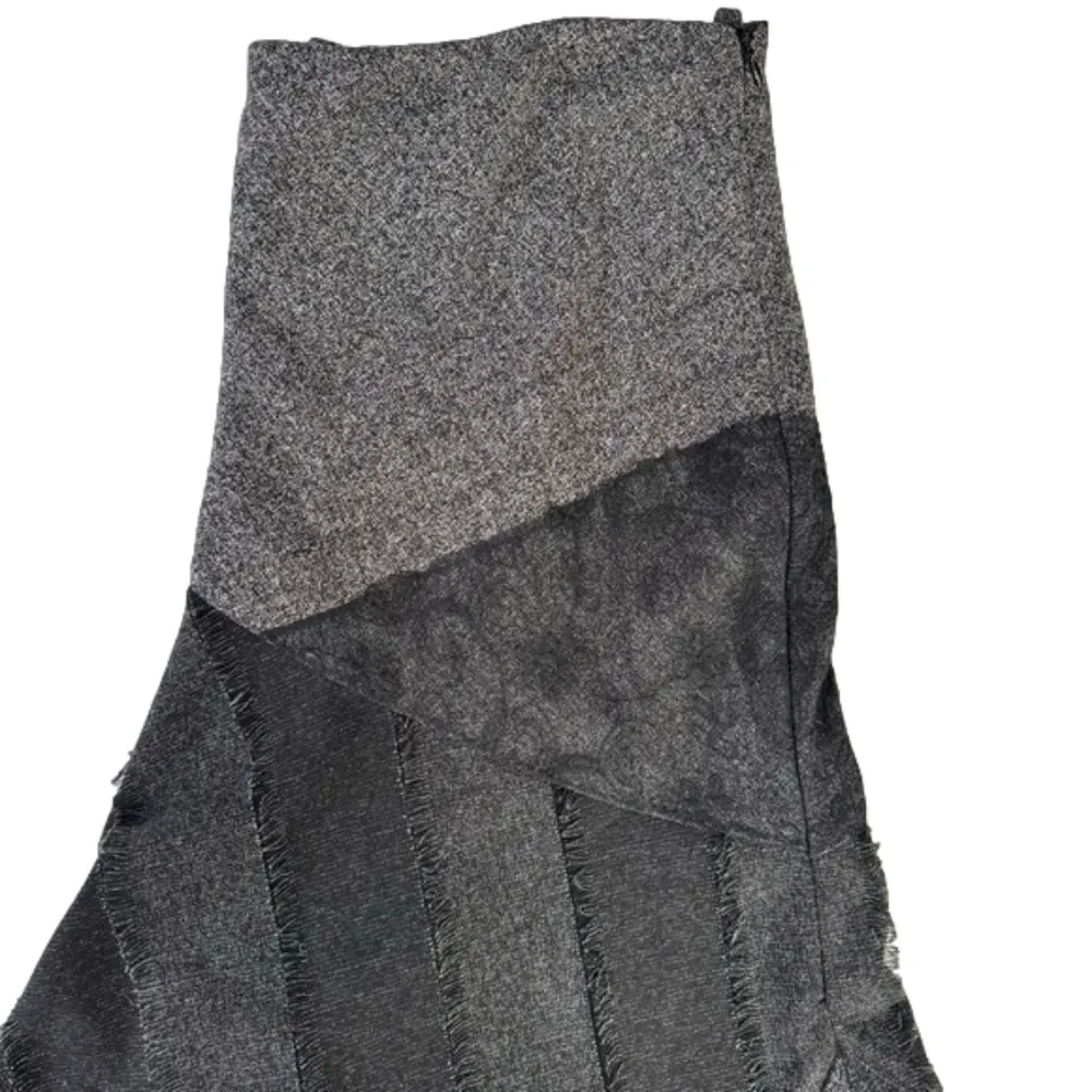 Black & Gray Mixed Media Patchwork Skirt Size Petite Large - Image 3