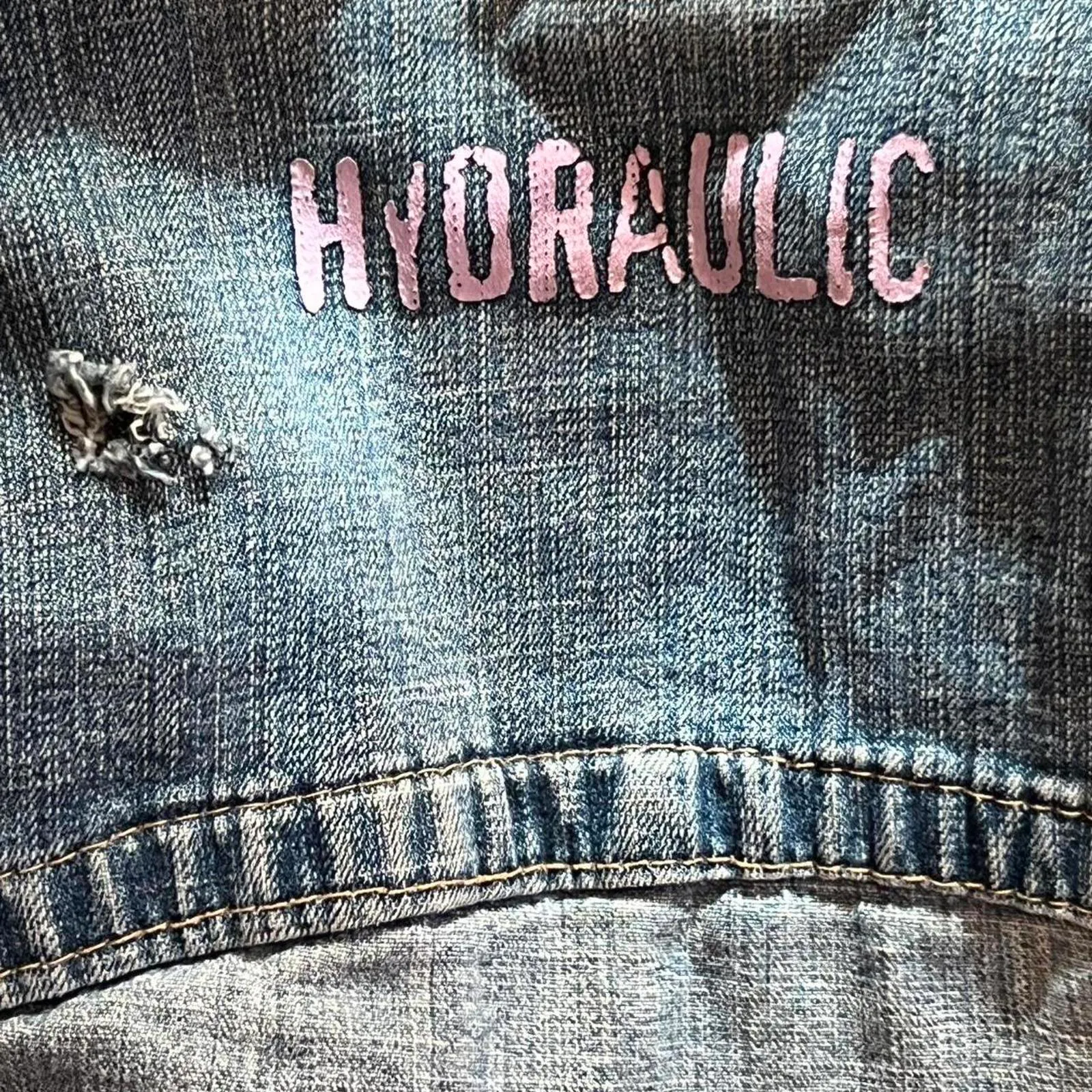 Vintage Y2K Hydraulic Light blue denim jacket Size Medium - Image 7