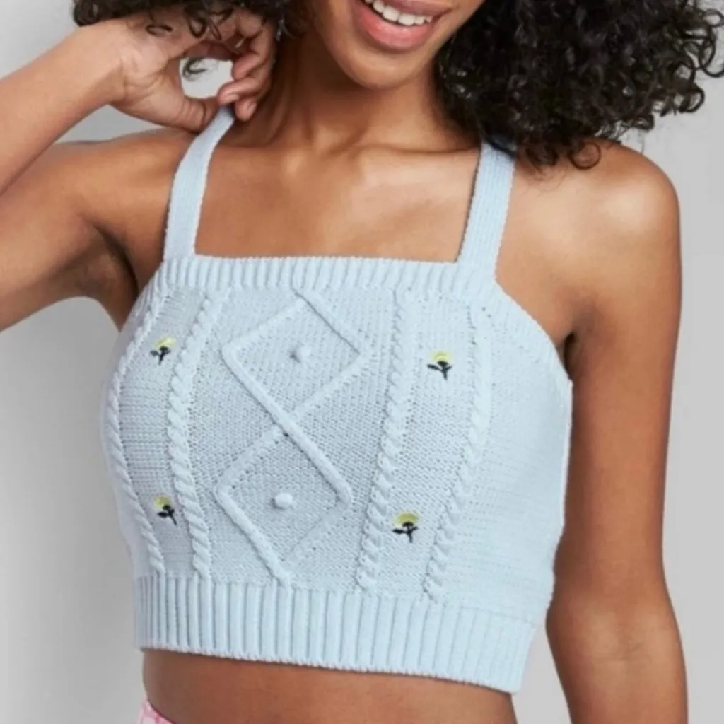 Wild Fable Embroidered Cable Knit Cardigan Sweater & Matching Cami Top Size‎ M/L - Image 5