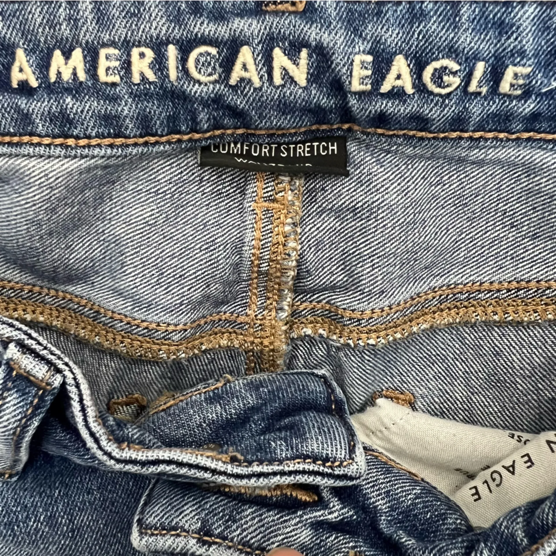 American Eagle Mom Jeans Womens 00 Medium Wash Distressed Knee High Rise Grunge - Image 6