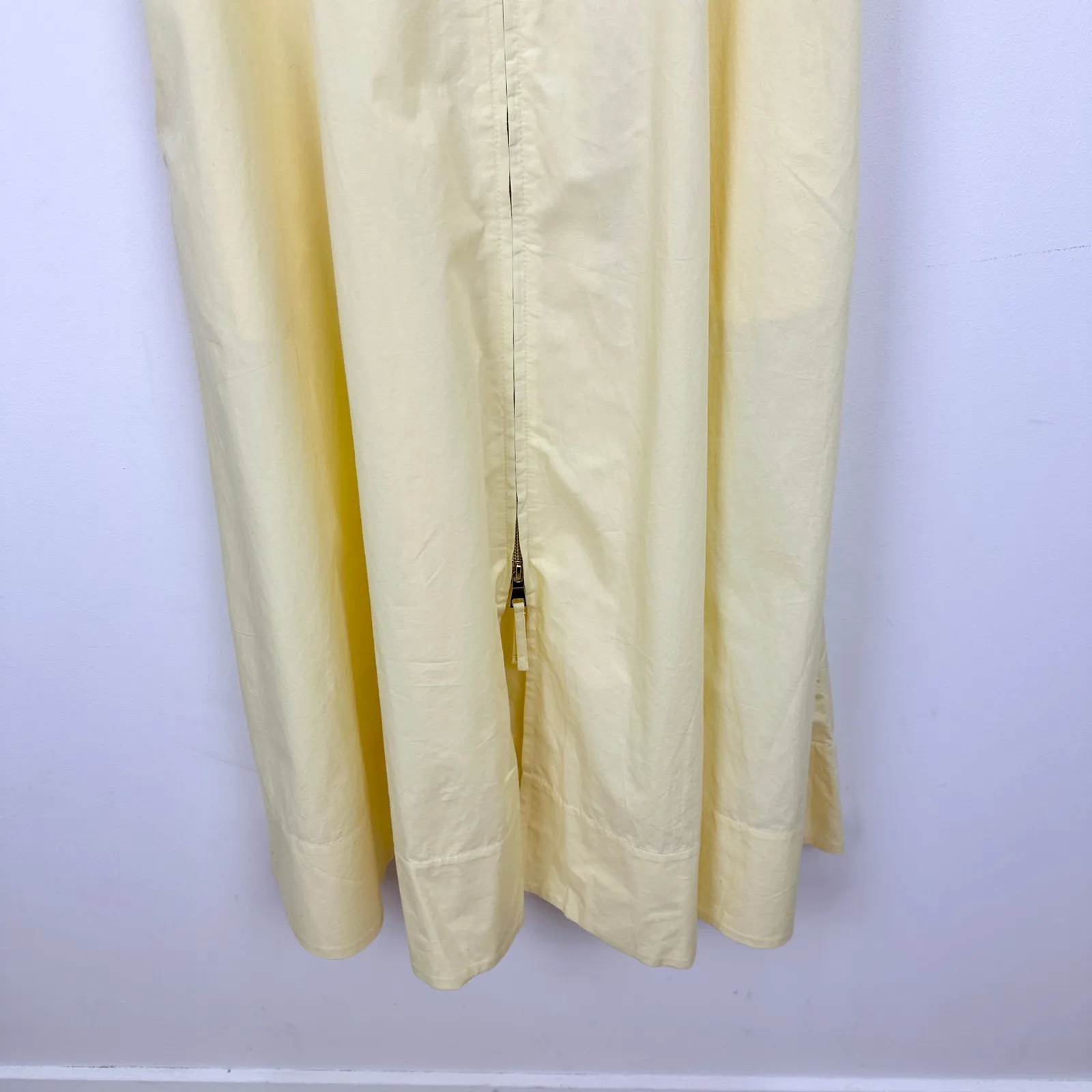 J.Crew Zip Up Shirtdress Midi Cotton Poplin Pale Corn Yellow Classic US 0 NWT - Image 9