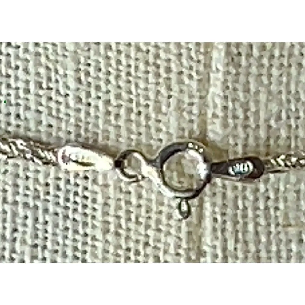 Vintage‎ Green Glass Foil Daisy Flower Sterling Silver Pendant 925 Necklace 18" - Image 13