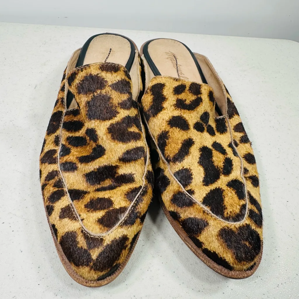 Madewell The Frances Skimmer Mules in leopard calf hair size 7 Brown - Image 2