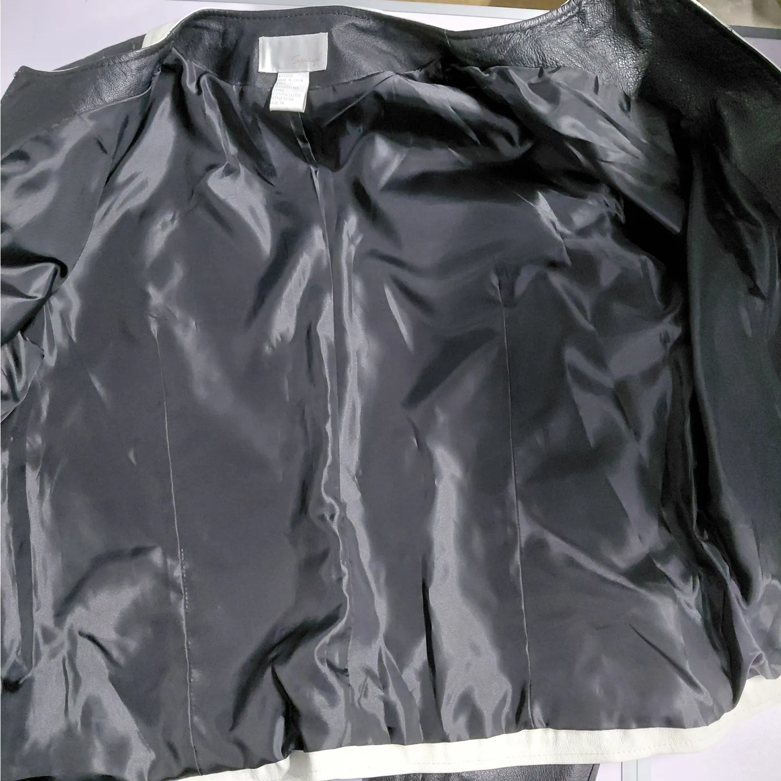 Vintage Y2K Retro Women's Leather Jacket Size 14 Black Moto Biker Chic Spiegel - Image 11