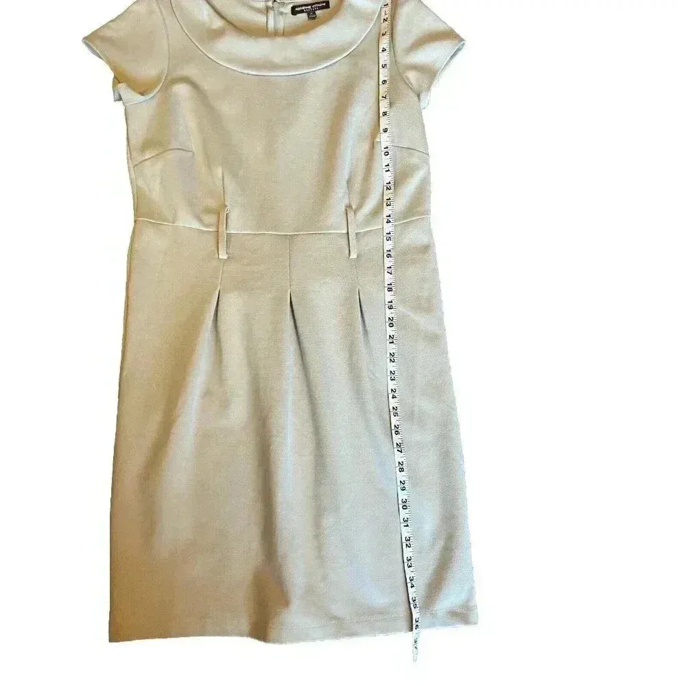 Adrienne Vittadini Neutral Sheath Dress Size 10 Beige Short Sleeve Minimalist - Image 10
