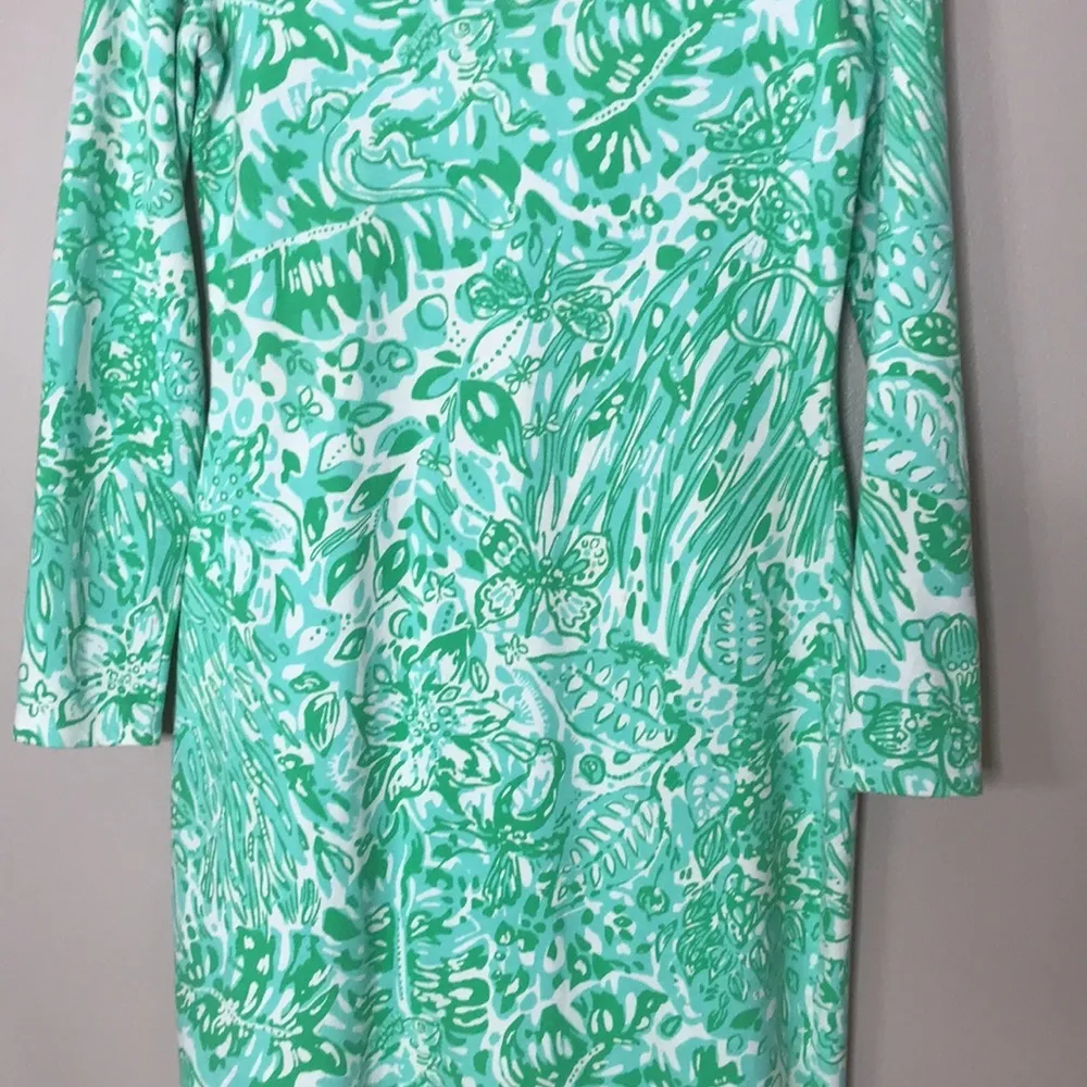 Lilly Pulitzer cotton green bungle in the jungle pullover v-neck dress small - Image 4