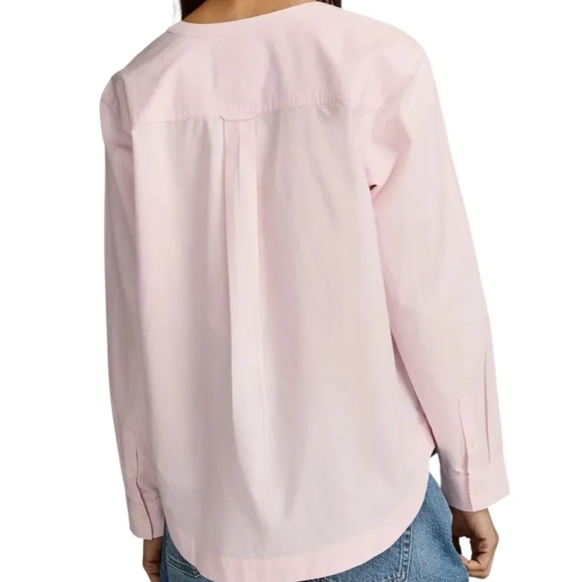 Lucky Brand NWTs Pink Stripe Poplin Lace-Up Blouse Top size small - Image 3