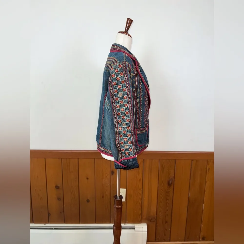 Super Cool Chico’s Heavily Embroidered Jean Jacket! - Image 4