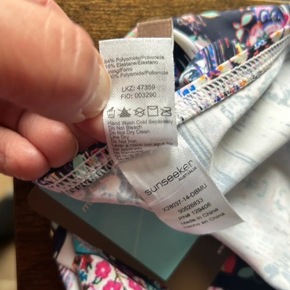 Sunseeker Australia Floral Microfibre Bikini Swim Bottom Sz 14 NWT White - Image 13