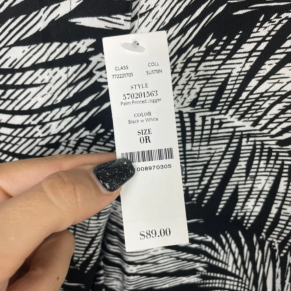 NEW white house black market size 0 The Jogger Palm Print Side Stripe Pants - Image 6