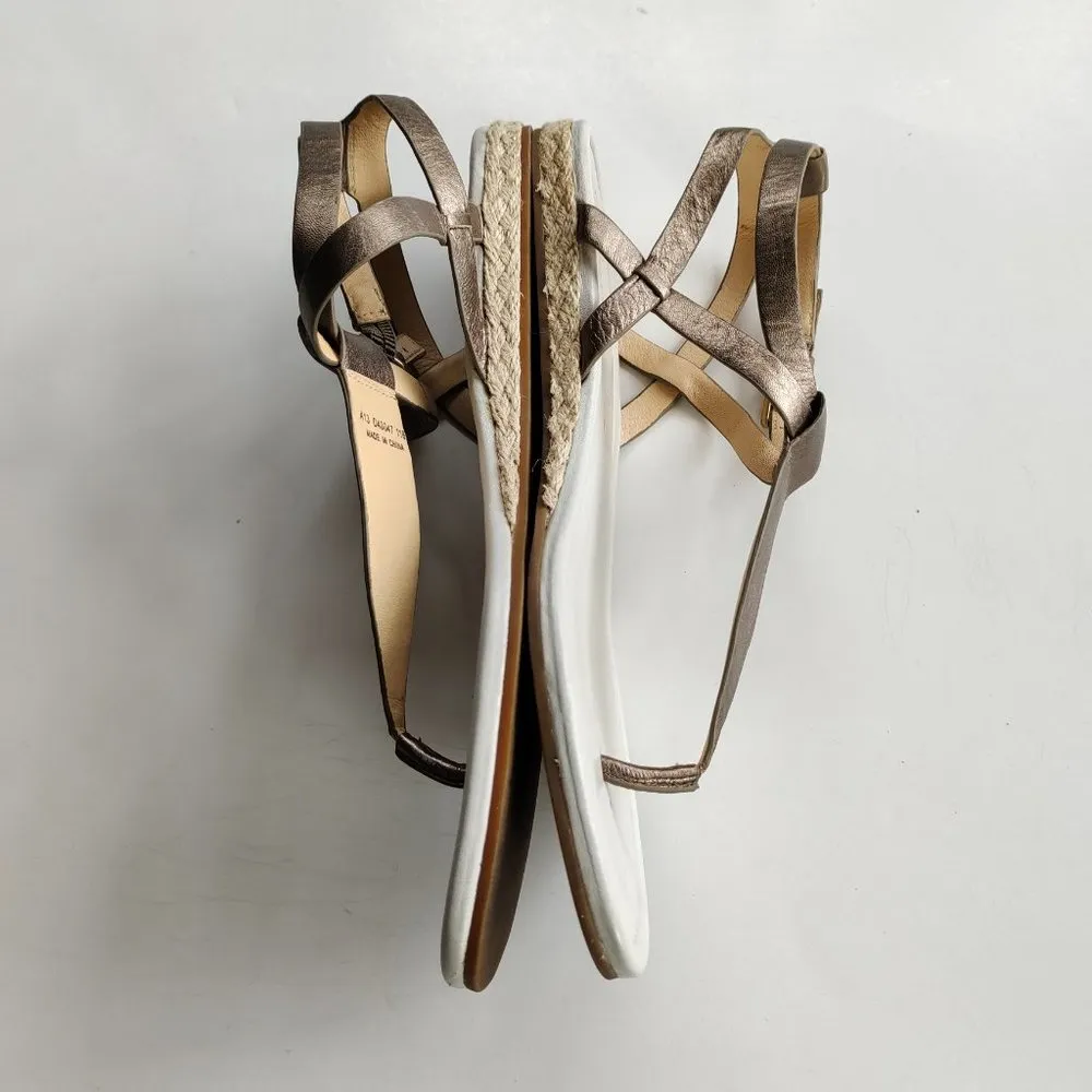 Cole Haan Grove Sandal Gunsmoke Metal Leather Espadrilles Thong Sandals Shoe 11B - Image 2