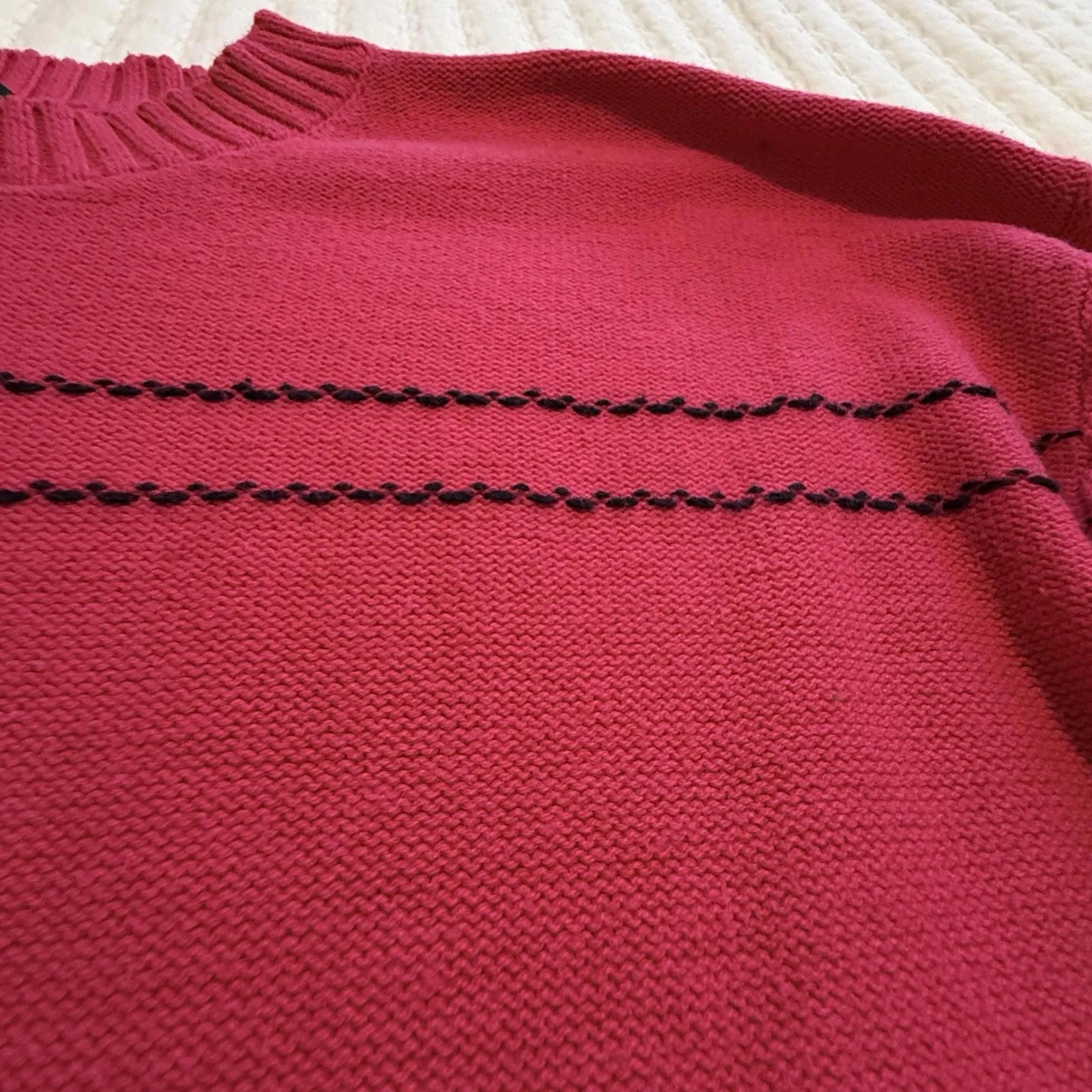 Karl Lagerfeld  Eiffel Tower Pink / Black Pullover Knit Sweater Sz L Large - Image 10