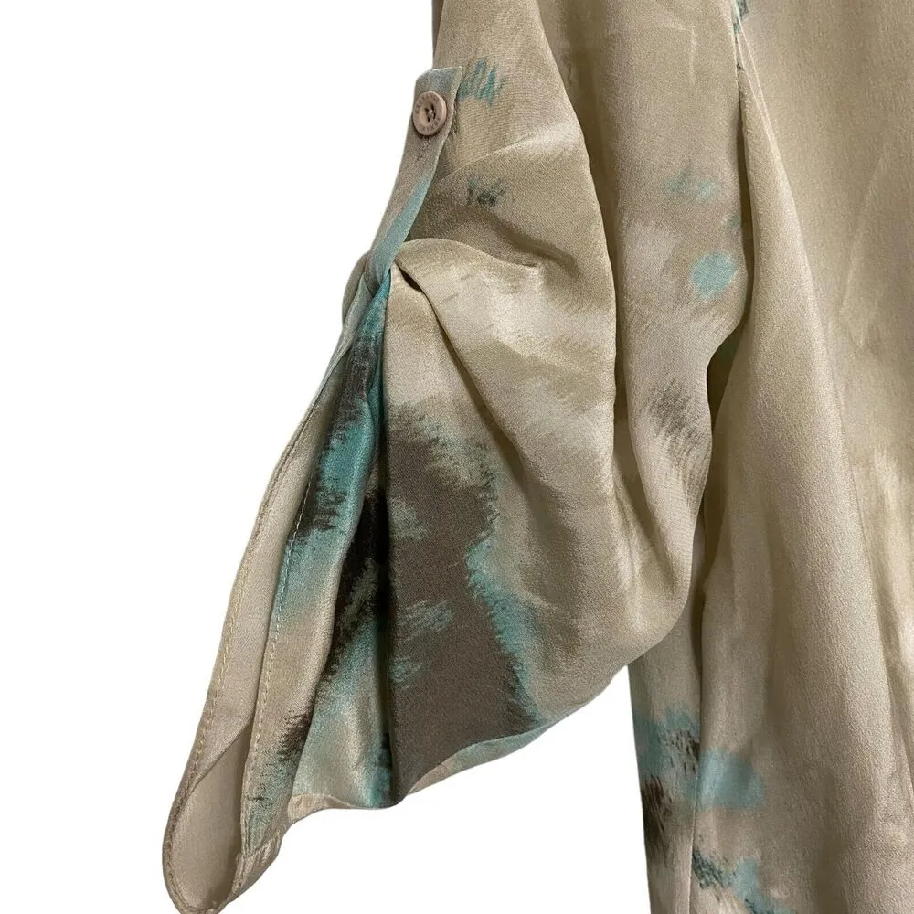 ARMANI EXCHANGE Silk Wrap Playsuit in Smudge Print Size US 2 Pockets Lightweight - Image 5