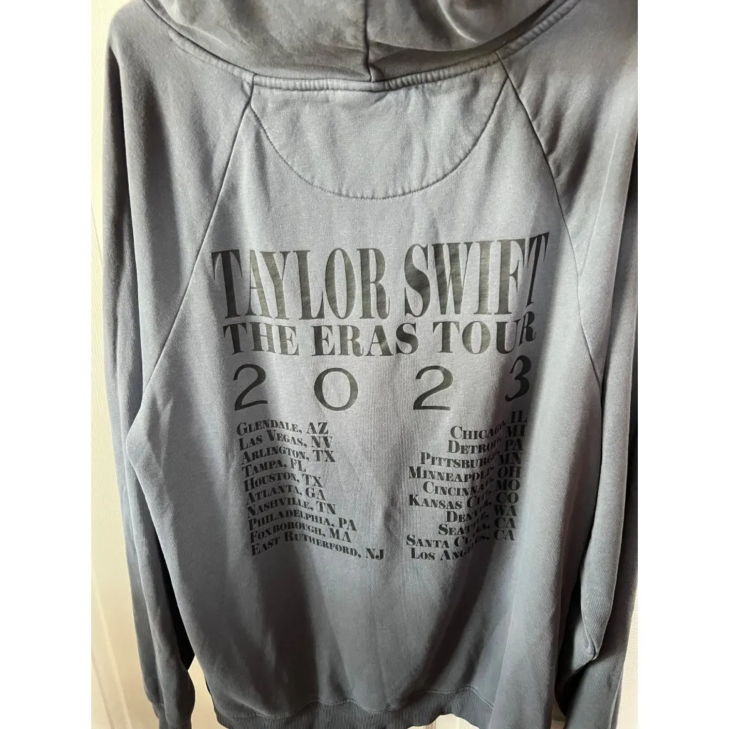 Taylor Swift The Eras Tour 2023 Gray Hoodie L- Fan Apparel With Tour Dates & Poc - Image 4