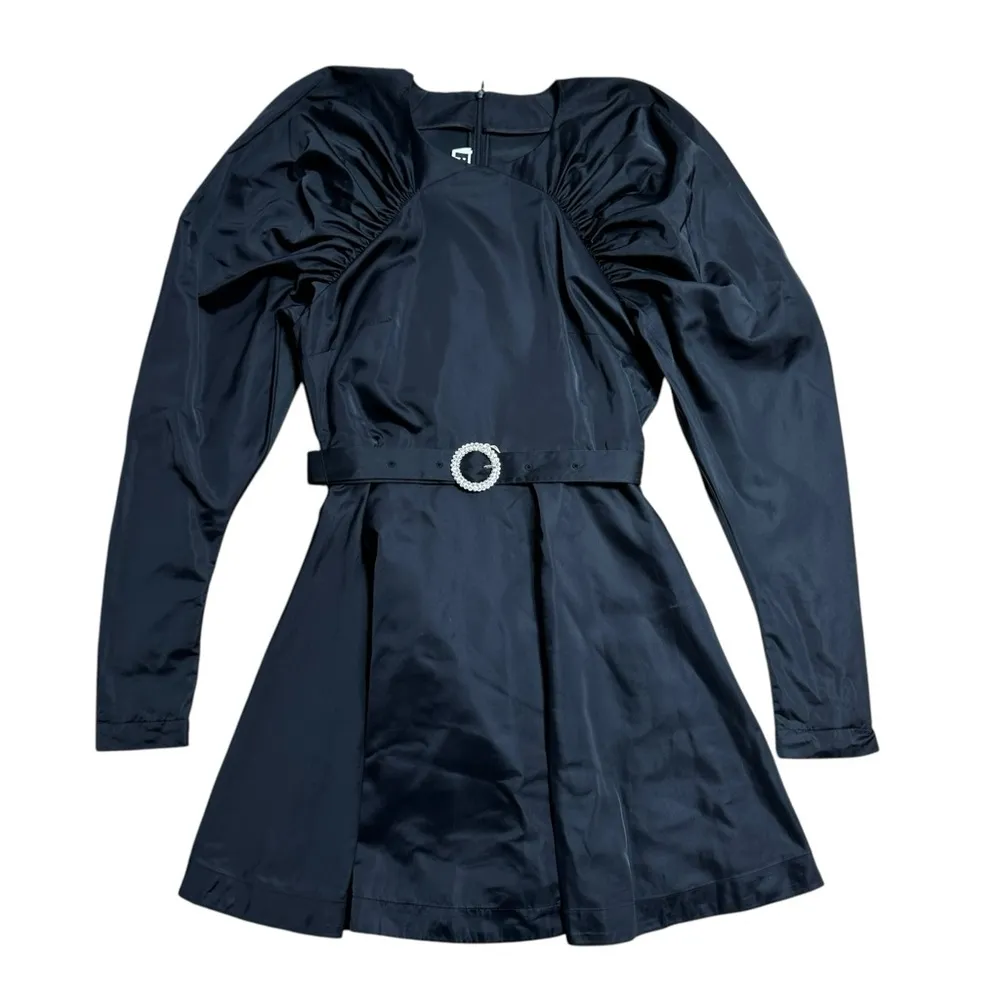 ROTATE Birger Christensen Black Puff Long Sleeve Belted Mini Dress Size 8 - Image 2