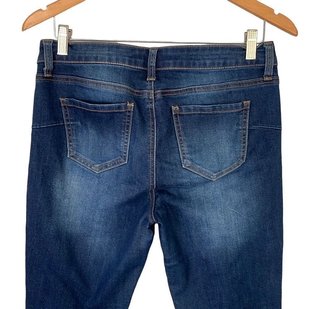 Makers Of True Originals Cropped Denim Stretch Jeans Mid Rise Size 29/8 Dark Rin Blue - Image 6
