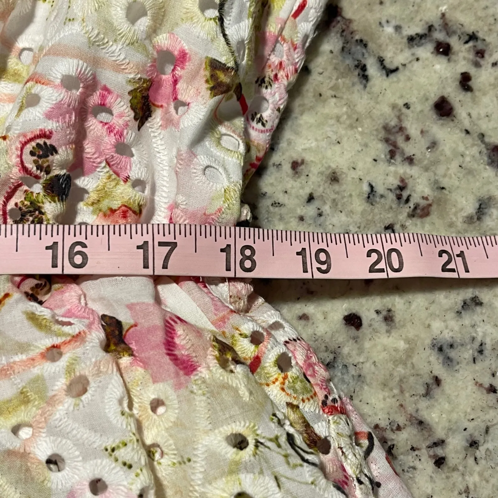 MISA Los Angeles Embroidered Eyelet Ruffle Tiered Dress Pink Floral Medium - Image 10