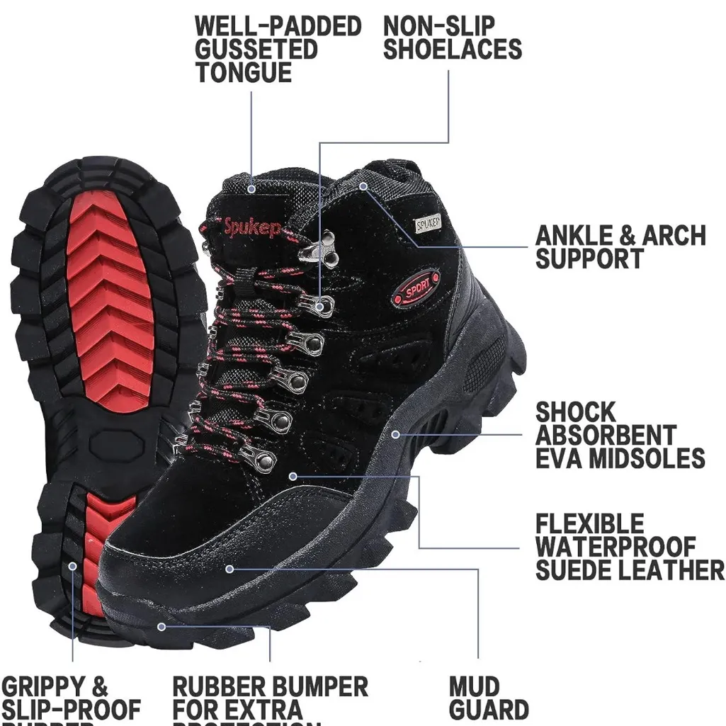SPUKEP Hiking Boots for Outdoor Leisure Black Size 7 - Image 3